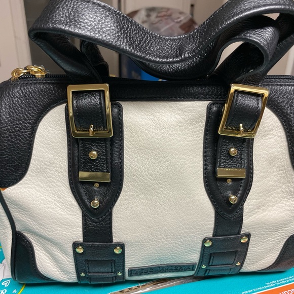 New BCBGMaxazria tote, cream & black. Lots of detail. Never used. - Picture 2 of 10